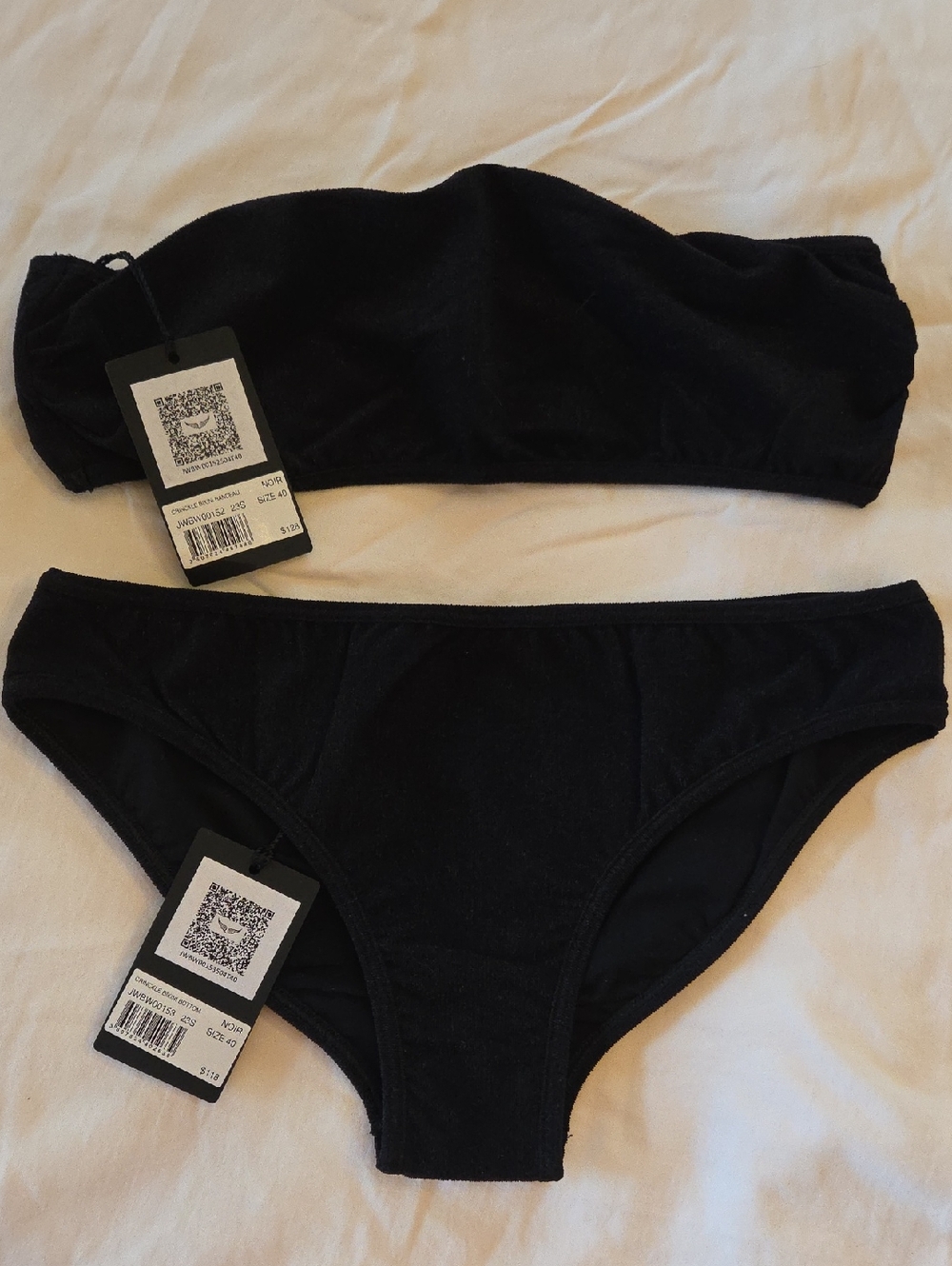 Zadig & Voltaire Black Crinkle Bikini Set.  Women's 40/US 8